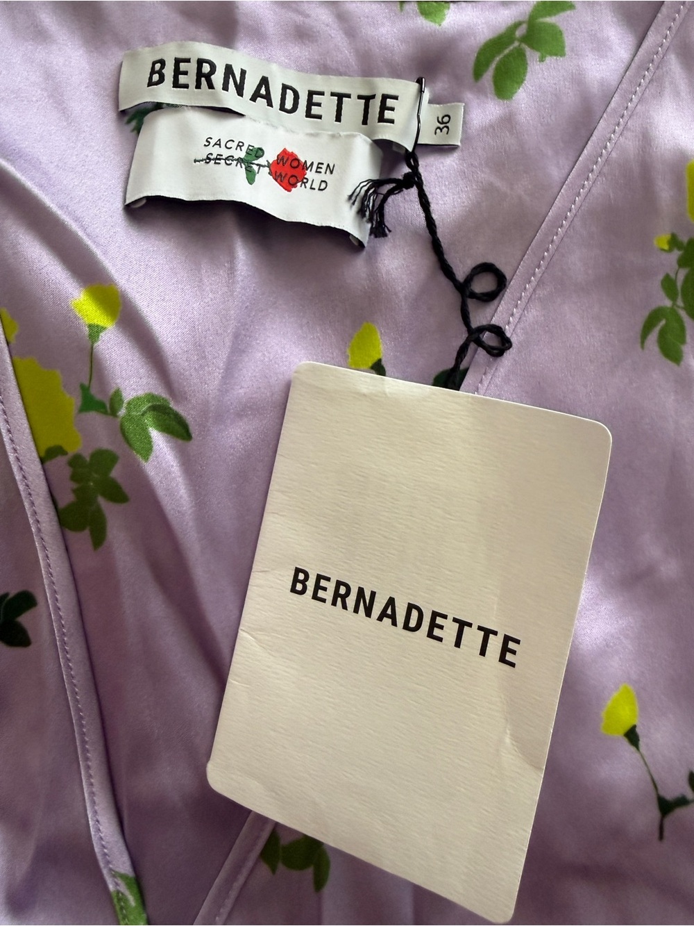Bernadette Sarah Silk Satin Floral Maxi Dress NWT Lilac US 4 FR36 - Picture 12 of 13